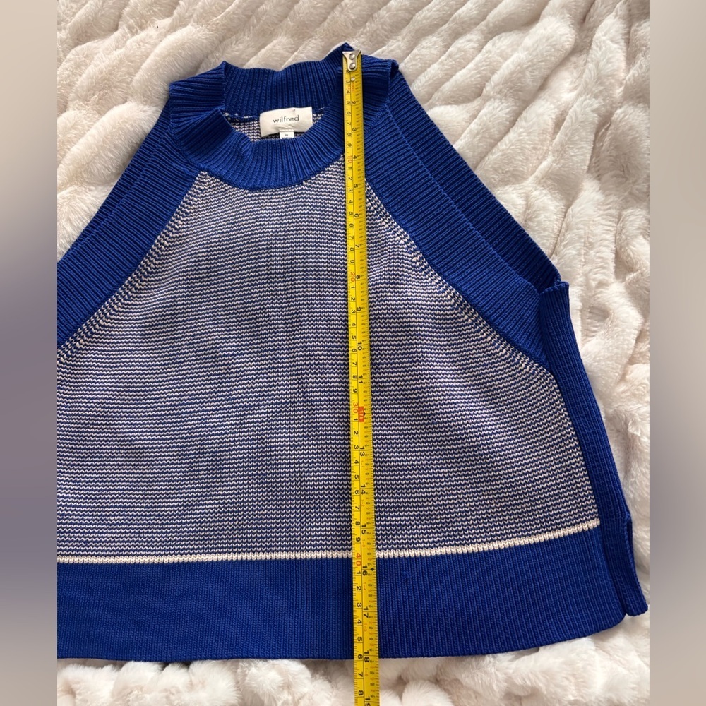 Wilfred Royal Blue and Cream Knit Top Sz medium - Picture 5 of 7